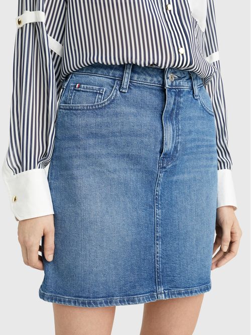 FALDA JEANS DE CORTE RECTO Y TALLE ALTO