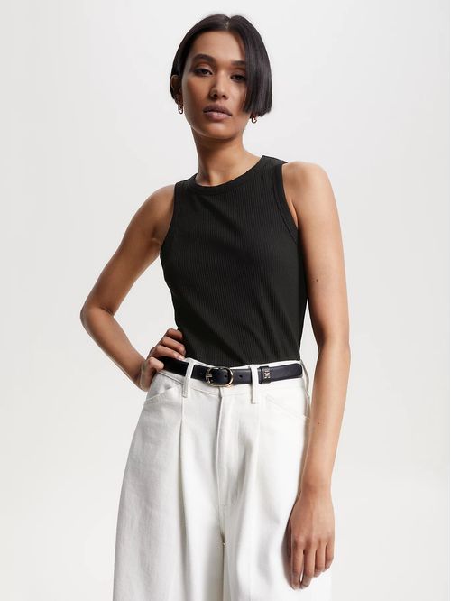 T-SHIRT DE PUNTO ELÁSTICO SIN MANGAS