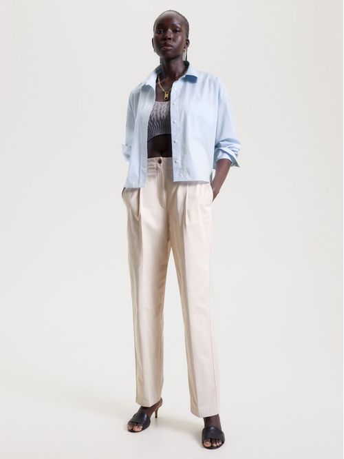 CAMISA CORTA EXTRAGRANDE CON RAYAS GLOBALES