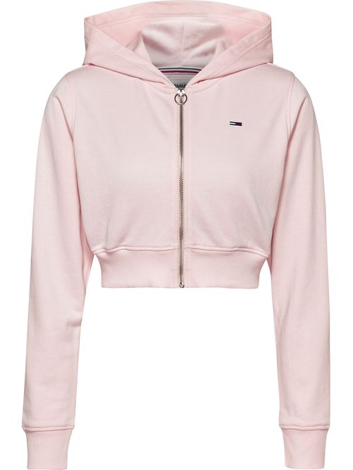 SWEATER CON HOODIE CROPPED CON ESTAMPADO DEL LOGO