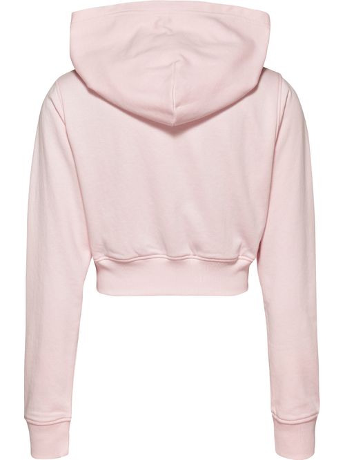 SWEATER CON HOODIE CROPPED CON ESTAMPADO DEL LOGO