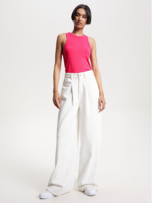 T-SHIRT DE PUNTO ELÁSTICO SIN MANGAS