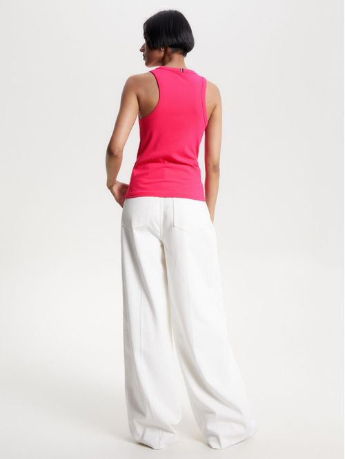 T-SHIRT DE PUNTO ELÁSTICO SIN MANGAS