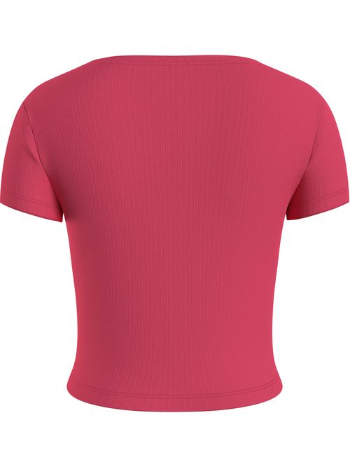 T-SHIRT ESSENTIAL CROPPED CON CUELLO EN V