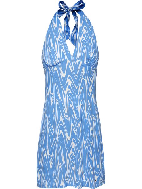 VESTIDO DE CUELLO HALTER CON ONDAS