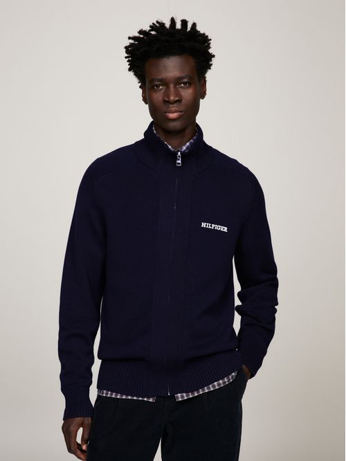 Cárdigan de cuello alto con monotipo Hilfiger