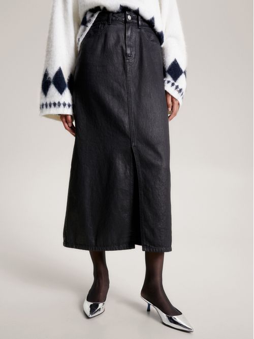 Falda denim midi revestida