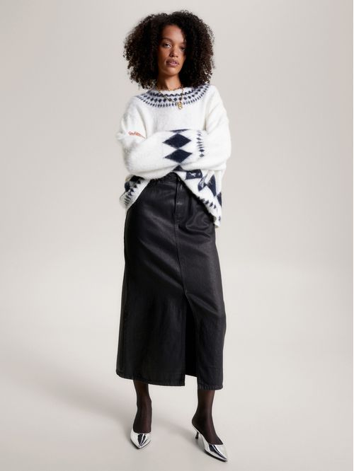 Falda denim midi revestida