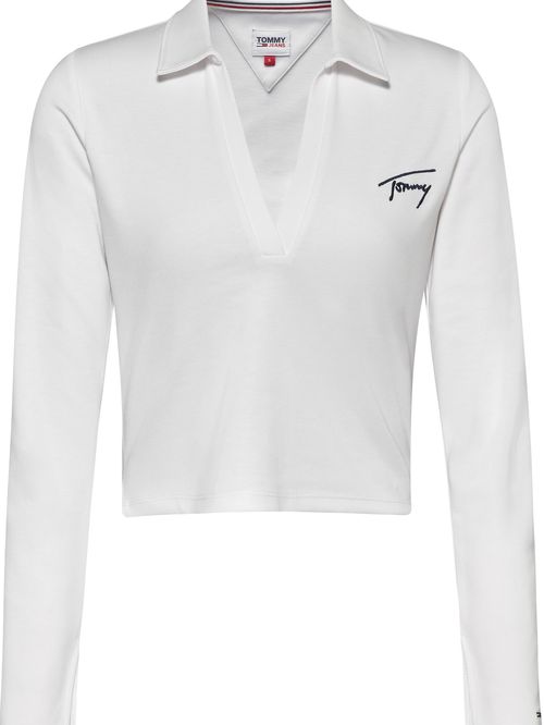 Polo Signature de manga larga y corte cropped