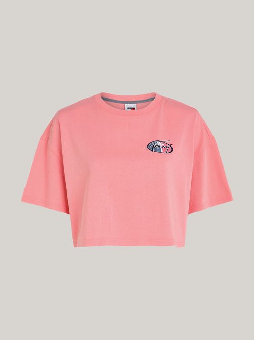 T-shirt cropped con logo oversize