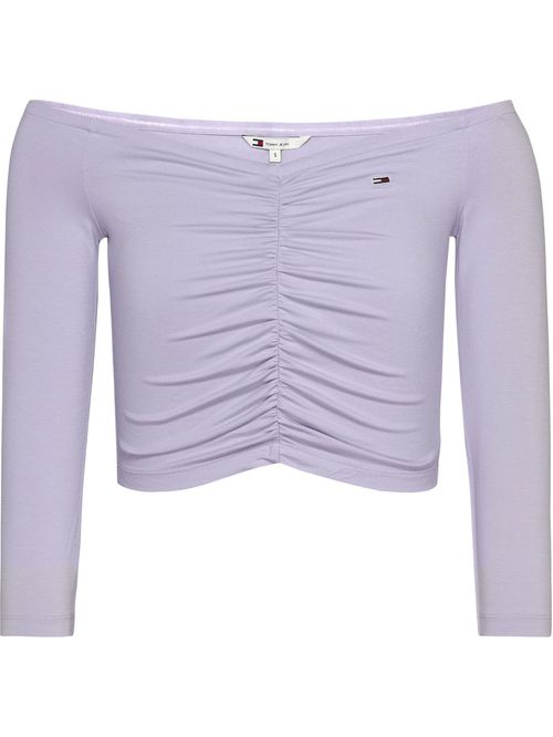 T-shirt cropped Essential de hombros caídos