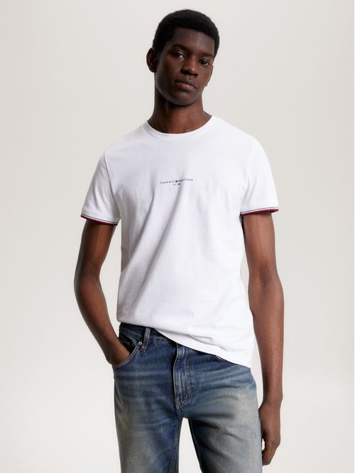 T-shirt de corte slim con mangas ribeteadas