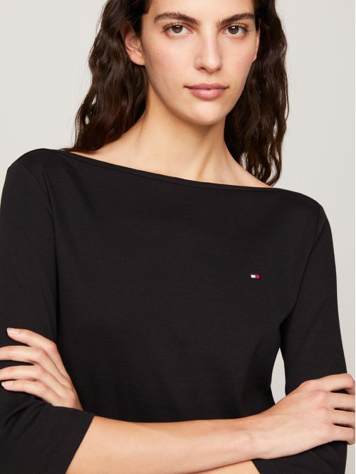 T-shirt de cuello barco y manga tres cuartos