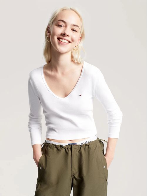 T-shirt Essential cropped de manga larga