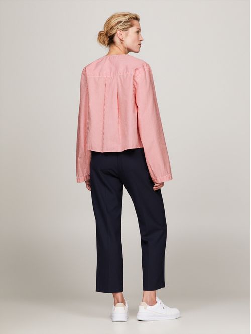 Blusa amplia de rayas con escote en V