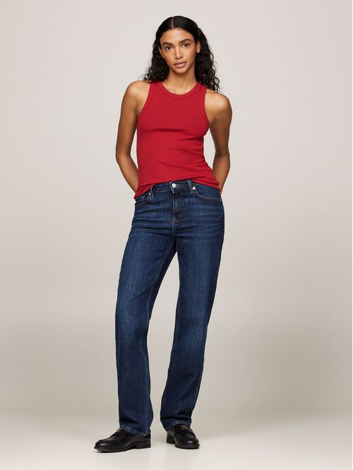 T-shirt acanalada sin mangas de corte slim