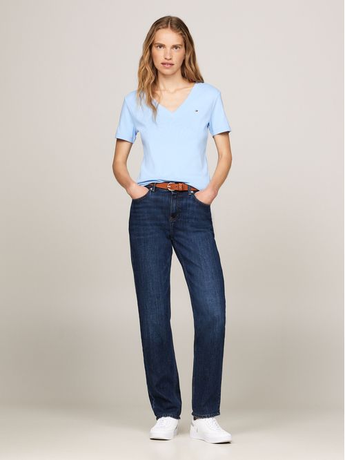 T-shirt de rayas con cuello en V