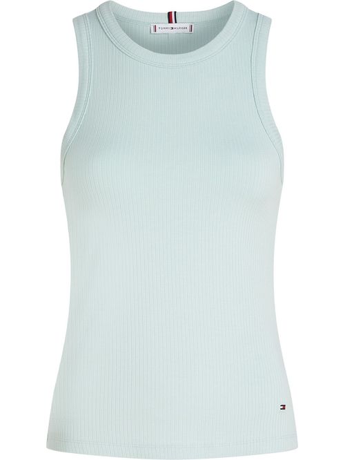 T-shirt acanalada sin mangas de corte slim