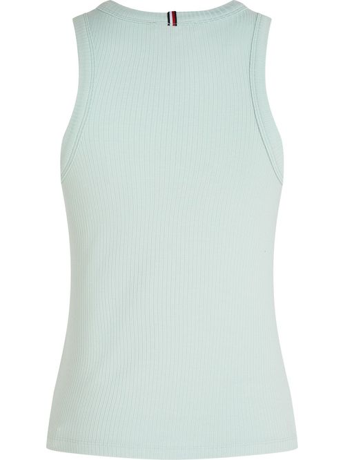 T-shirt acanalada sin mangas de corte slim