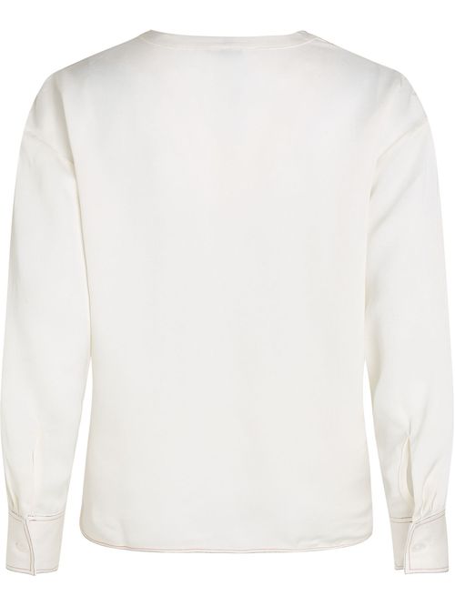 Blusa con cuello v y manga larga