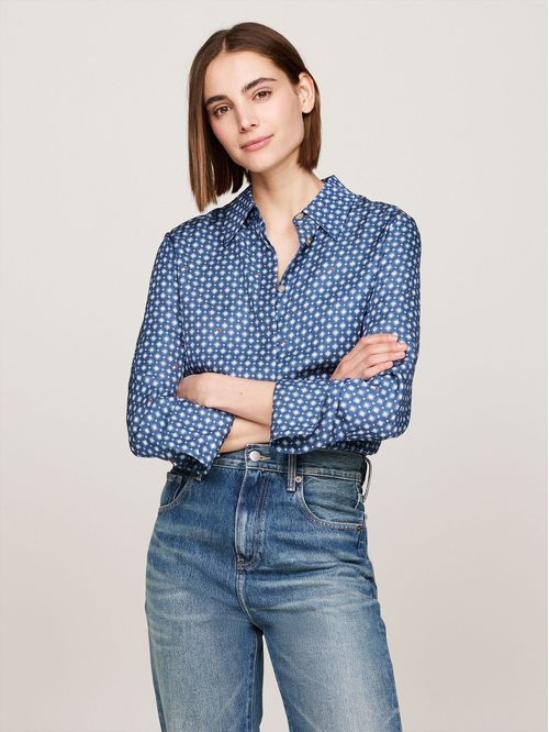 Camisa con estampado estilo foulard con logo