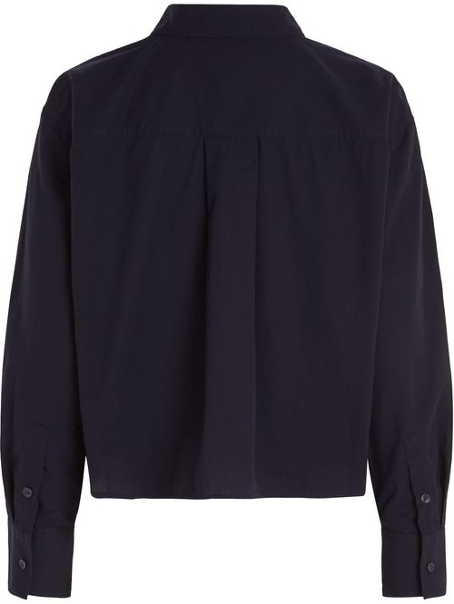 Camisa tipo cropped con logo bordado