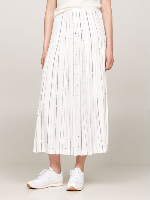 Falda midi plisada con estampado tipo pañuelo