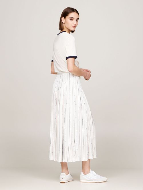 Falda midi plisada con estampado tipo pañuelo