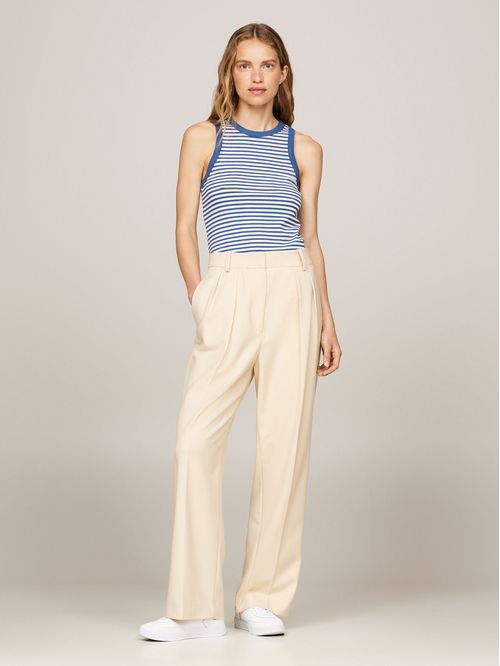 T-shirt sin mangas de rayas acanalados