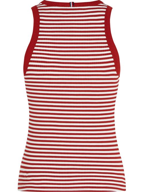 T-shirt sin mangas de rayas acanalados