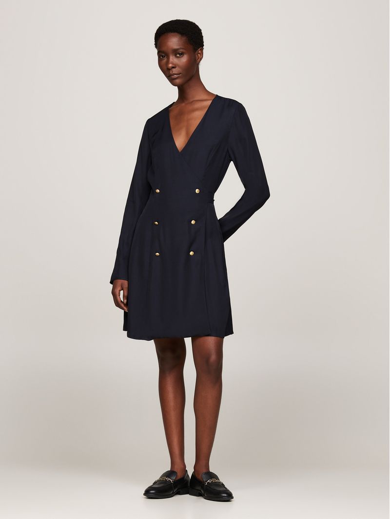 Vestido-cruzado-corto-de-botonadura-doble