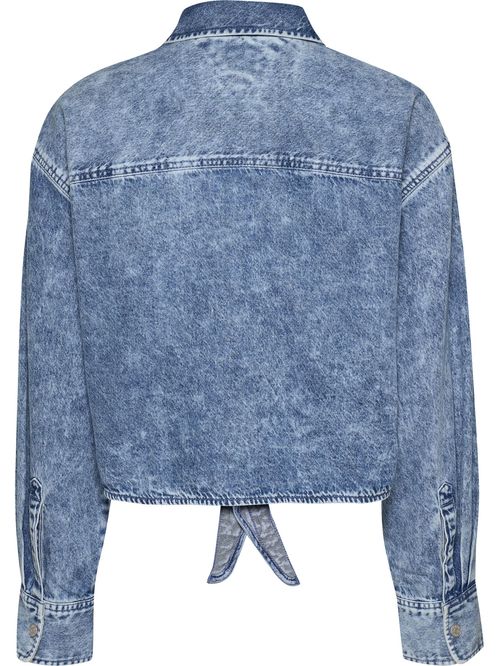 Camisa front tie chambray