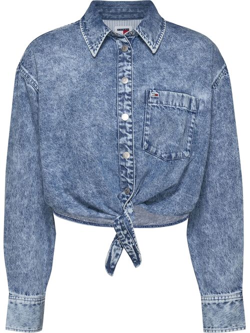 Camisa front tie chambray
