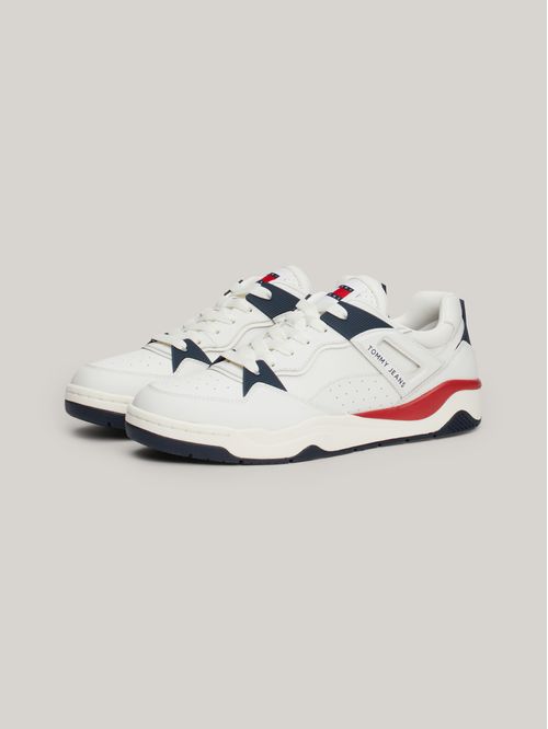 Tenis de piel color block con logo
