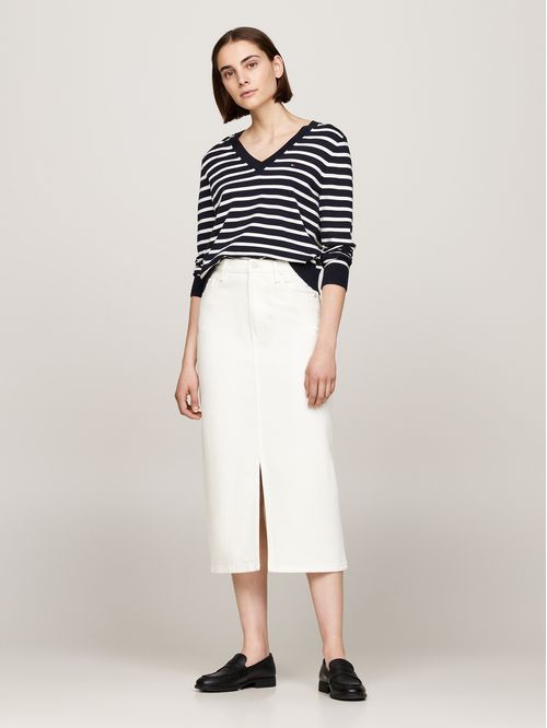 Falda midi recta de talle alto