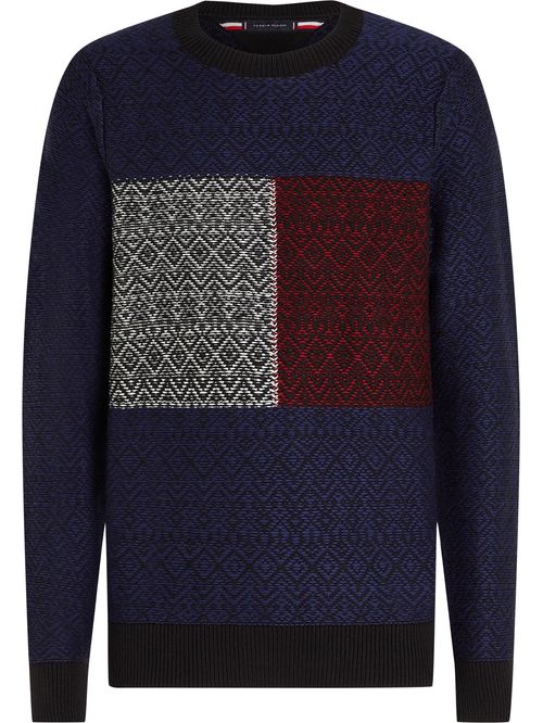 Sweater con diseño de greca alpina y logo