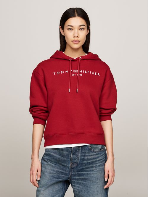 Sweater con hoodie y logo bordado