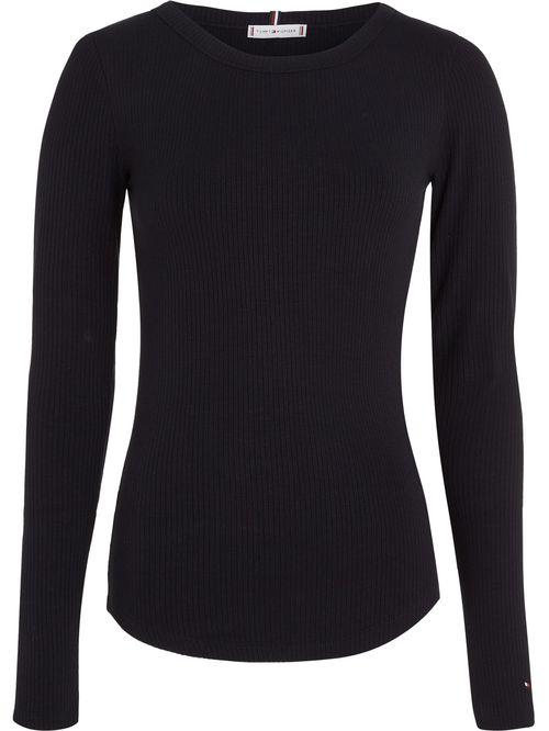 T-shirt acanalada slim de manga larga