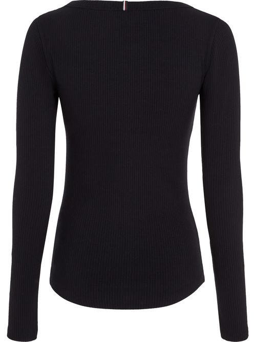 T-shirt acanalada slim de manga larga