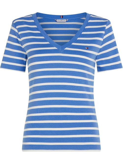 T-shirt de rayas con cuello en V
