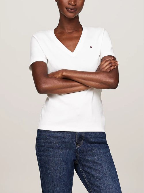 T-shirt de rayas con cuello en V