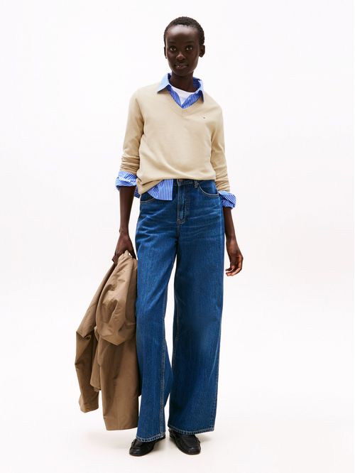 Sweater de punto con cuello en V