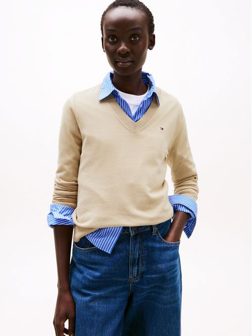 Sweater de punto con cuello en V