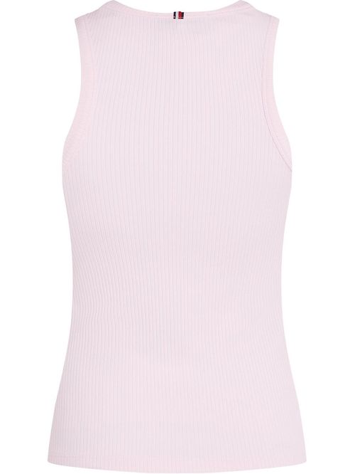 T-shirt acanalada sin mangas de corte slim