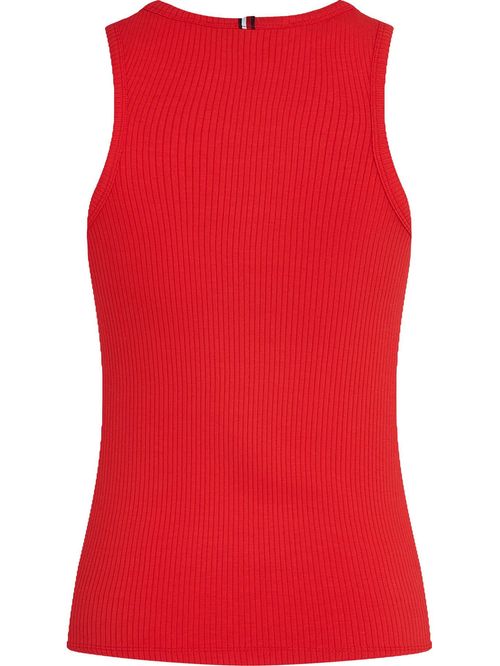 T-shirt acanalada sin mangas de corte slim