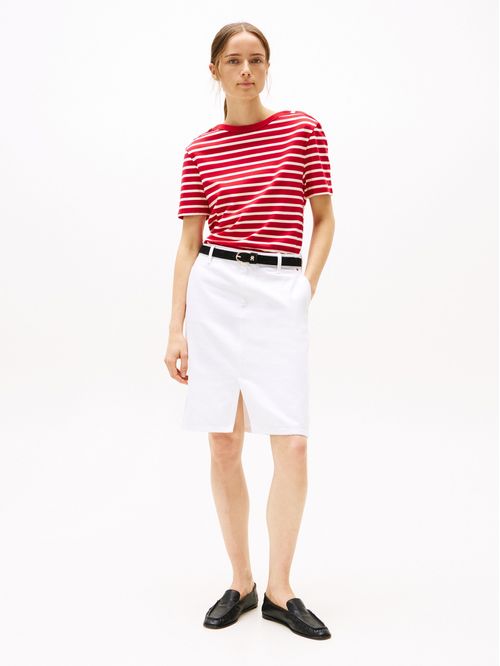 T-shirt amplia de rayas con cuello barco