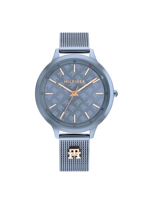 RELOJ AZUL CHAPADO EN ORO ROSA CON MONOGRAMA