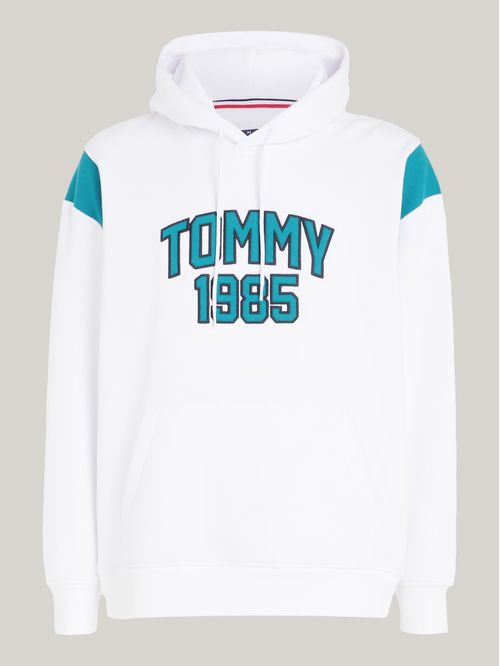 Sweater Varsity amplia con hoodie y logo