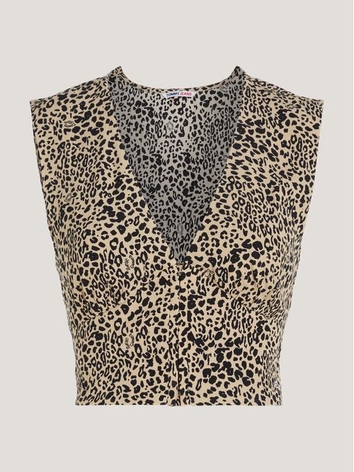 Crop top con estampado de leopardo