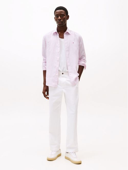 Camisa de rayas en lino de corte regular